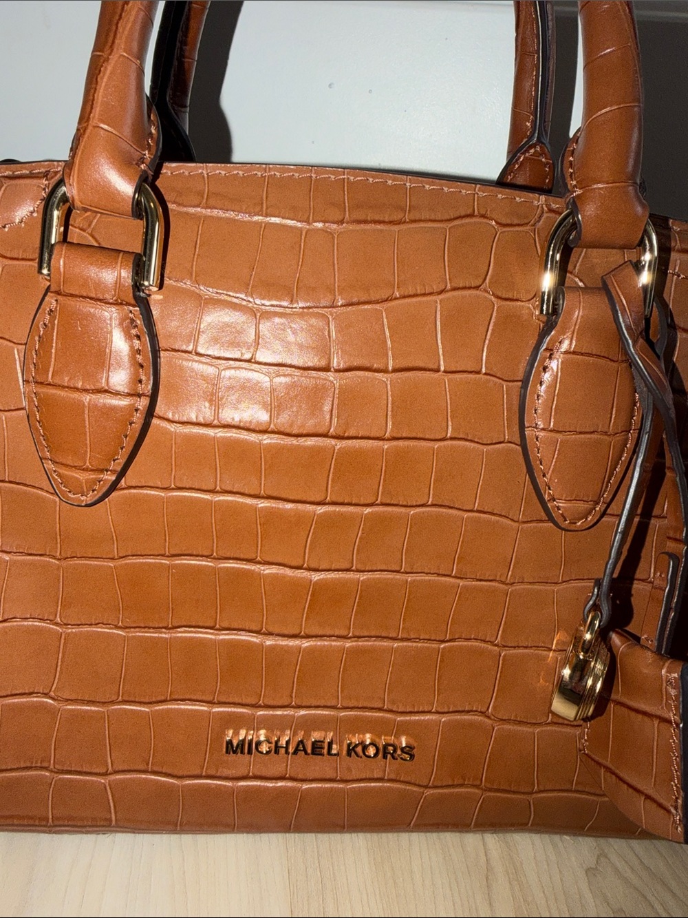 Michael Kors Zoe Medium Croc-Embossed Satchel - Picture 8 of 8